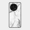 White Marble Patter Glass Case Cover For Oneplus 13R 5G