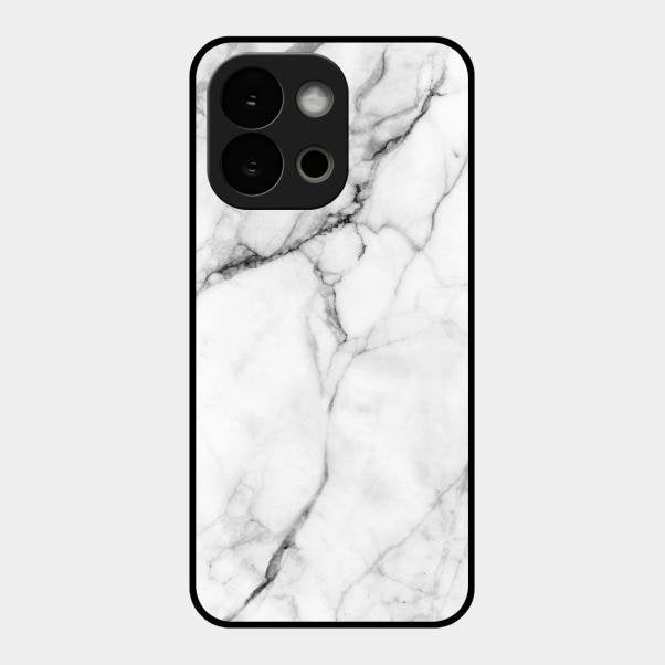 White Marble Patter Glass Case Cover For Oneplus 13S 5G