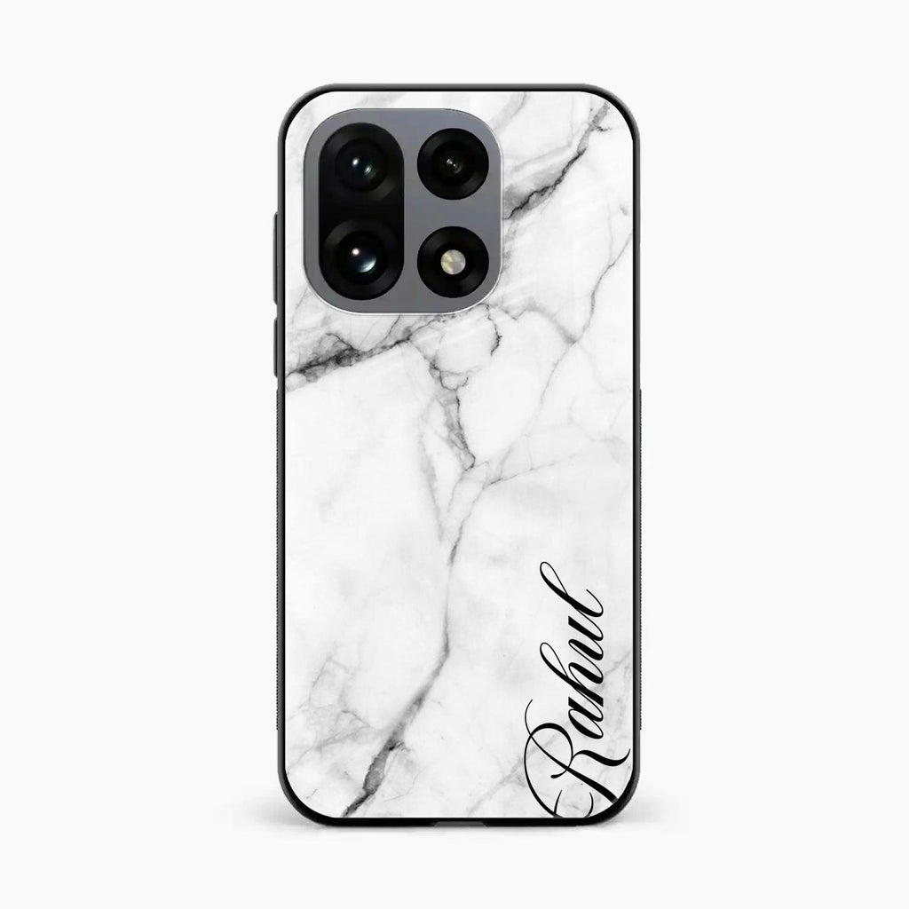 White Marble Patter Glass Case Cover For OnePlus 15 5G