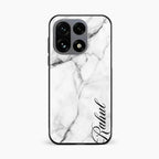 White Marble Patter Glass Case Cover For OnePlus 15 5G