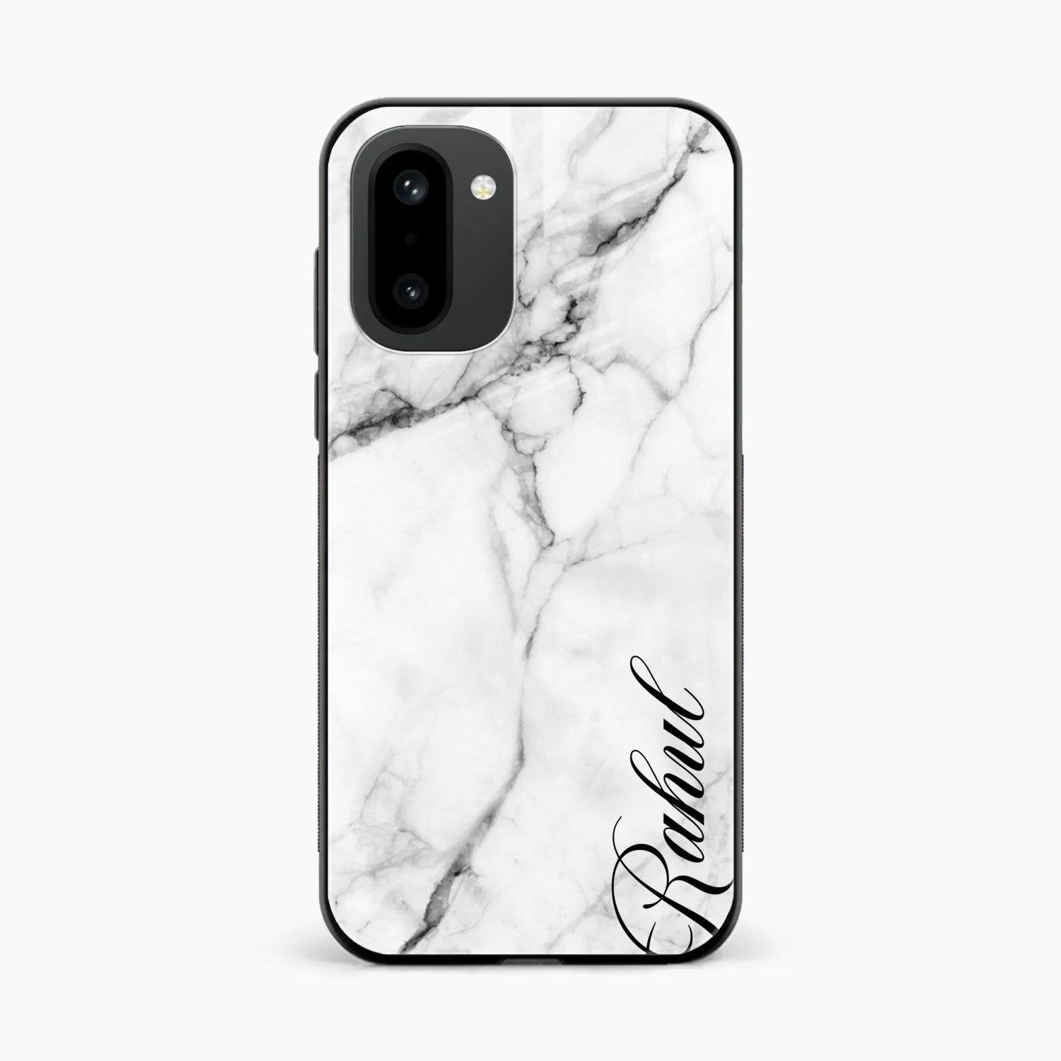 White Marble Patter Glass Case Cover For OnePlus 15R 5G