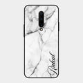 White Marble Patter Glass Case Cover For Oneplus 7 Pro