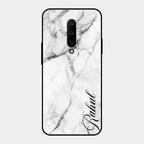White Marble Patter Glass Case Cover For Oneplus 7 Pro