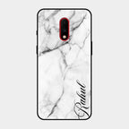 White Marble Patter Glass Case Cover For Oneplus 7