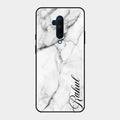 White Marble Patter Glass Case Cover For Oneplus 7T Pro