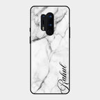 White Marble Patter Glass Case Cover For Oneplus 8 Pro
