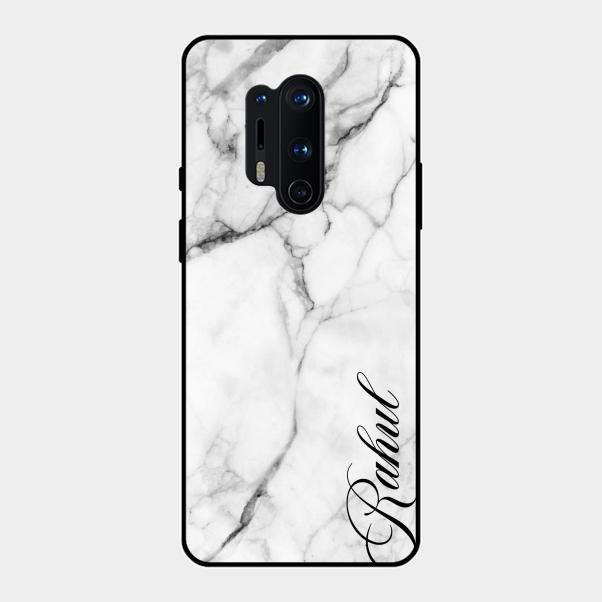 White Marble Patter Glass Case Cover For Oneplus 8 Pro