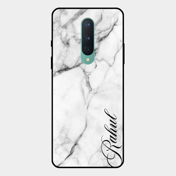 White Marble Patter Glass Case Cover For Oneplus 8