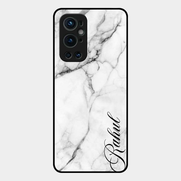 White Marble Patter Glass Case Cover For Oneplus 9 Pro 5G