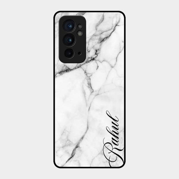 White Marble Patter Glass Case Cover For Oneplus 9Rt 5G