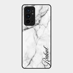White Marble Patter Glass Case Cover For Oneplus 9Rt 5G