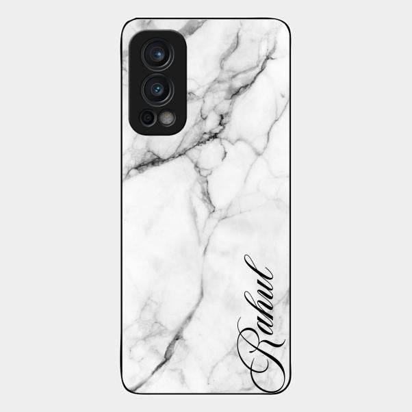 White Marble Patter Glass Case Cover For Oneplus Nord 2 5G