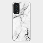 White Marble Patter Glass Case Cover For Oneplus Nord 2 5G