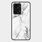White Marble Patter Glass Case Cover For Oneplus Nord 2T 5G