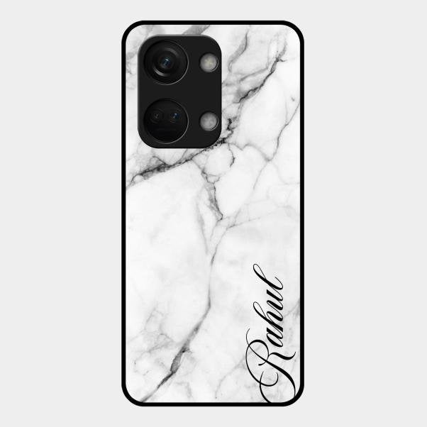 White Marble Patter Glass Case Cover For Oneplus Nord 3 5G