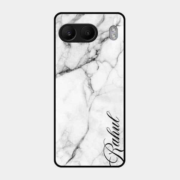 White Marble Patter Glass Case Cover For Oneplus Nord 4 5G