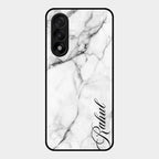 White Marble Patter Glass Case Cover For Oneplus Nord 5 5G