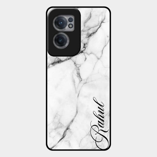 White Marble Patter Glass Case Cover For Oneplus Nord Ce 2 5G