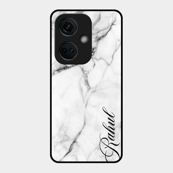 White Marble Patter Glass Case Cover For Oneplus Nord Ce 3 5G