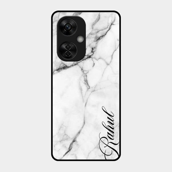 White Marble Patter Glass Case Cover For Oneplus Nord Ce 3 Lite 5G