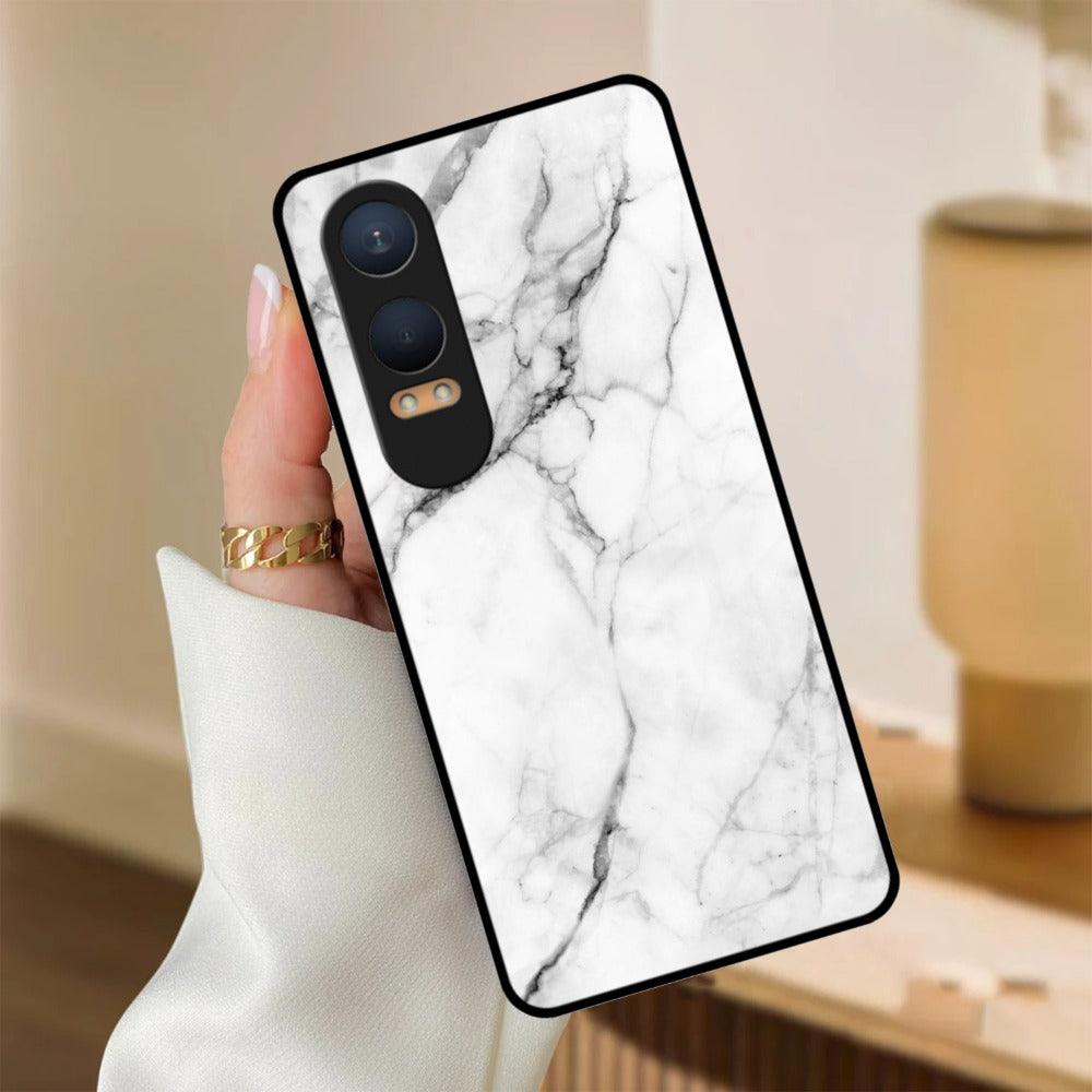 White Marble Patter Glass Case Cover For OnePlus