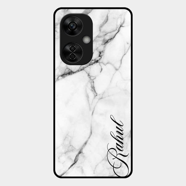 White Marble Patter Glass Case Cover For Oneplus Nord Ce5 5G