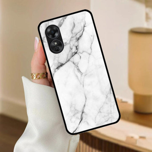 White Marble Patter Glass Case Cover For Oppo