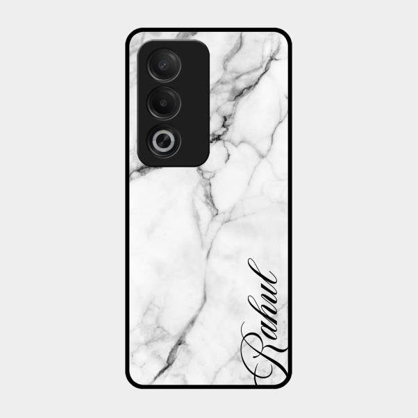 White Marble Patter Glass Case Cover For Oppo A3 Pro 5G
