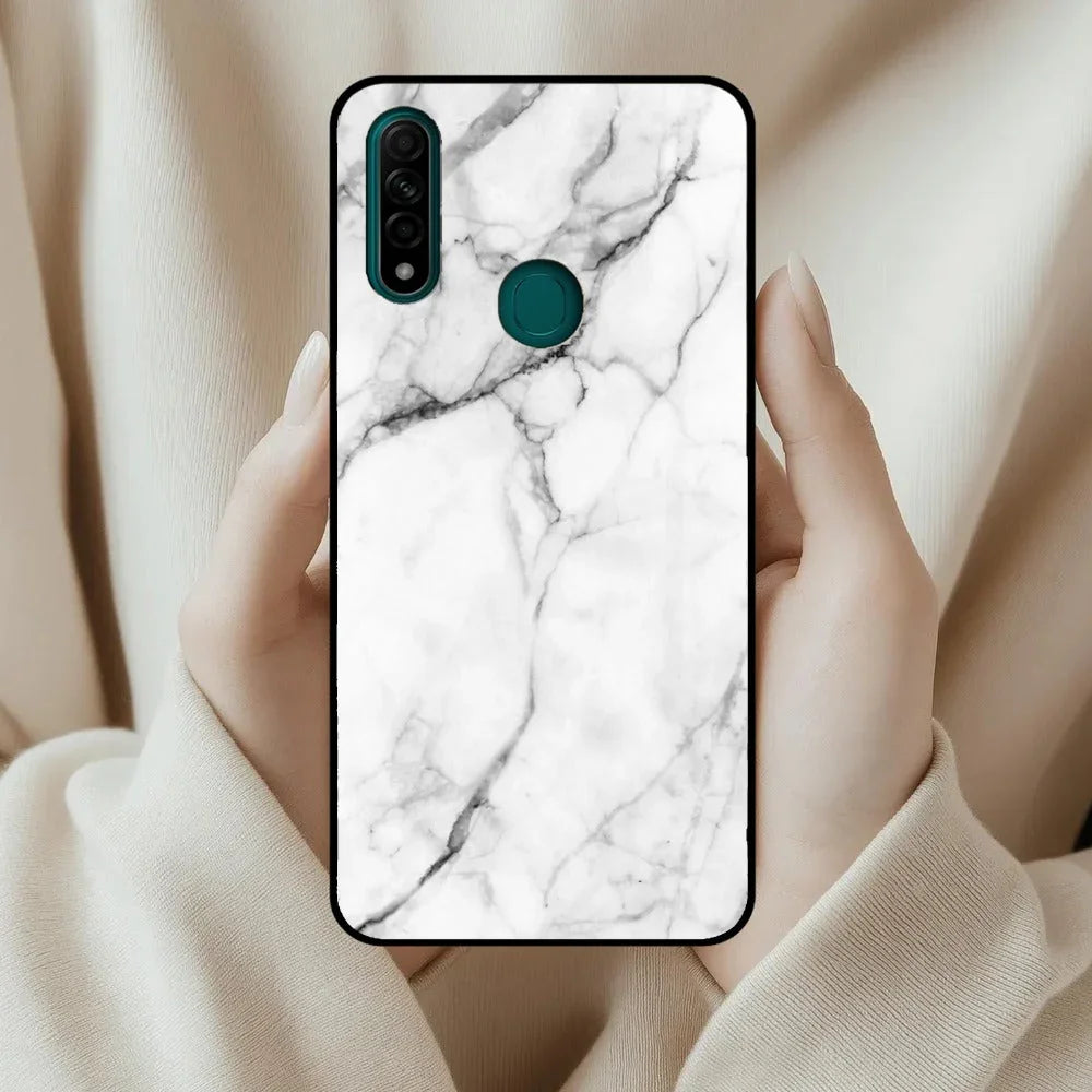 White Marble Patter Glass Case Cover For Oppo - ShopOnCliQ