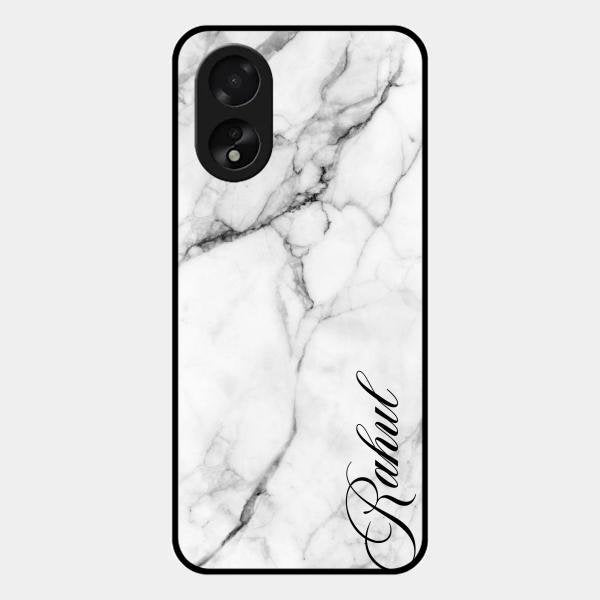 White Marble Patter Glass Case Cover For Oppo A38