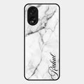 White Marble Patter Glass Case Cover For Oppo A38