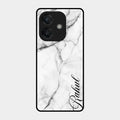 White Marble Patter Glass Case Cover For Oppo A3X 5G