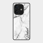 White Marble Patter Glass Case Cover For Oppo A3X 5G