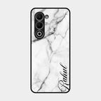 White Marble Patter Glass Case Cover For Oppo A5 5G