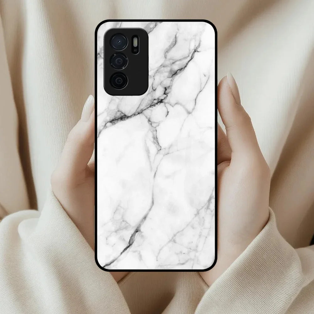 White Marble Patter Glass Case Cover For Oppo - ShopOnCliQ