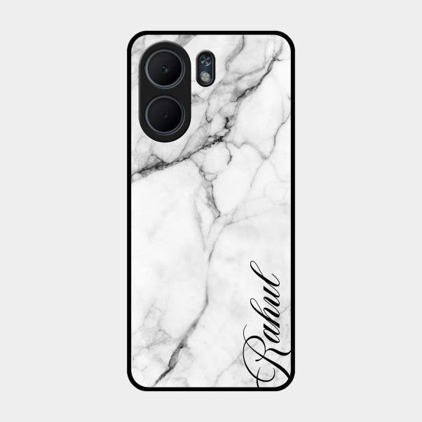 White Marble Patter Glass Case Cover For Oppo A5X 5G