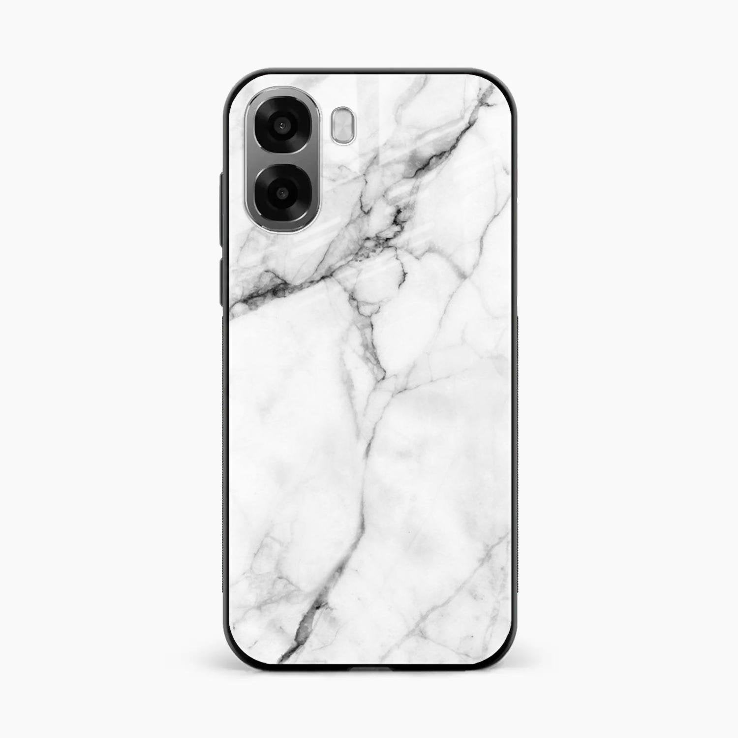 White Marble Patter Glass Case Cover For Oppo A6X 5G