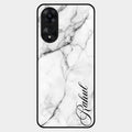 White Marble Patter Glass Case Cover For Oppo A78 5G