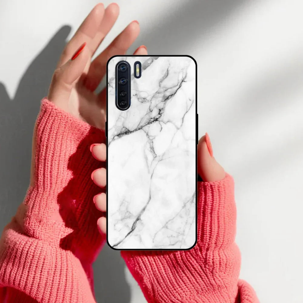White Marble Patter Glass Case Cover For Oppo - ShopOnCliQ
