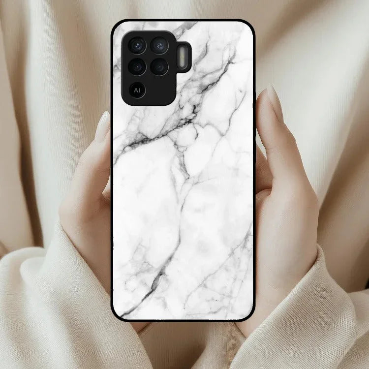White Marble Patter Glass Case Cover For Oppo - ShopOnCliQ