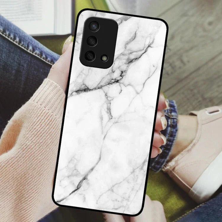 White Marble Patter Glass Case Cover For Oppo - ShopOnCliQ