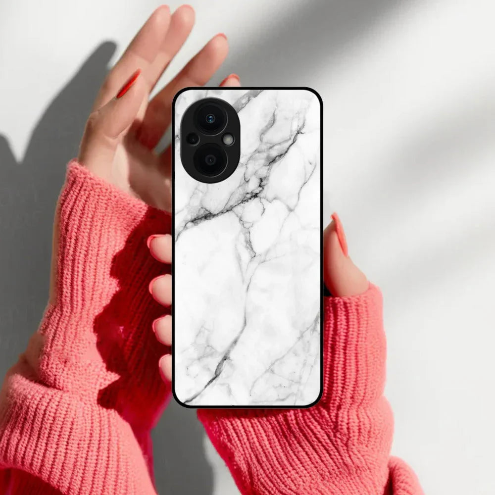 White Marble Patter Glass Case Cover For Oppo - ShopOnCliQ
