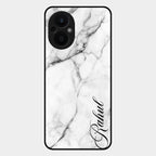 White Marble Patter Glass Case Cover For Oppo F21S Pro 5G