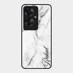 White Marble Patter Glass Case Cover For Oppo F25 Pro 5G
