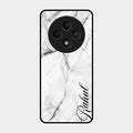 White Marble Patter Glass Case Cover For Oppo F27 5G