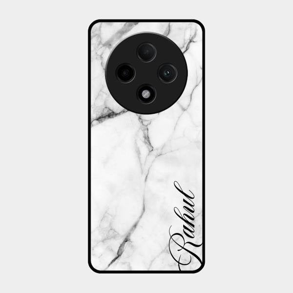 White Marble Patter Glass Case Cover For Oppo F27 Pro Plus 5G