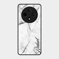 White Marble Patter Glass Case Cover For Oppo F27 Pro Plus 5G