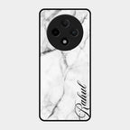 White Marble Patter Glass Case Cover For Oppo F27 Pro Plus 5G