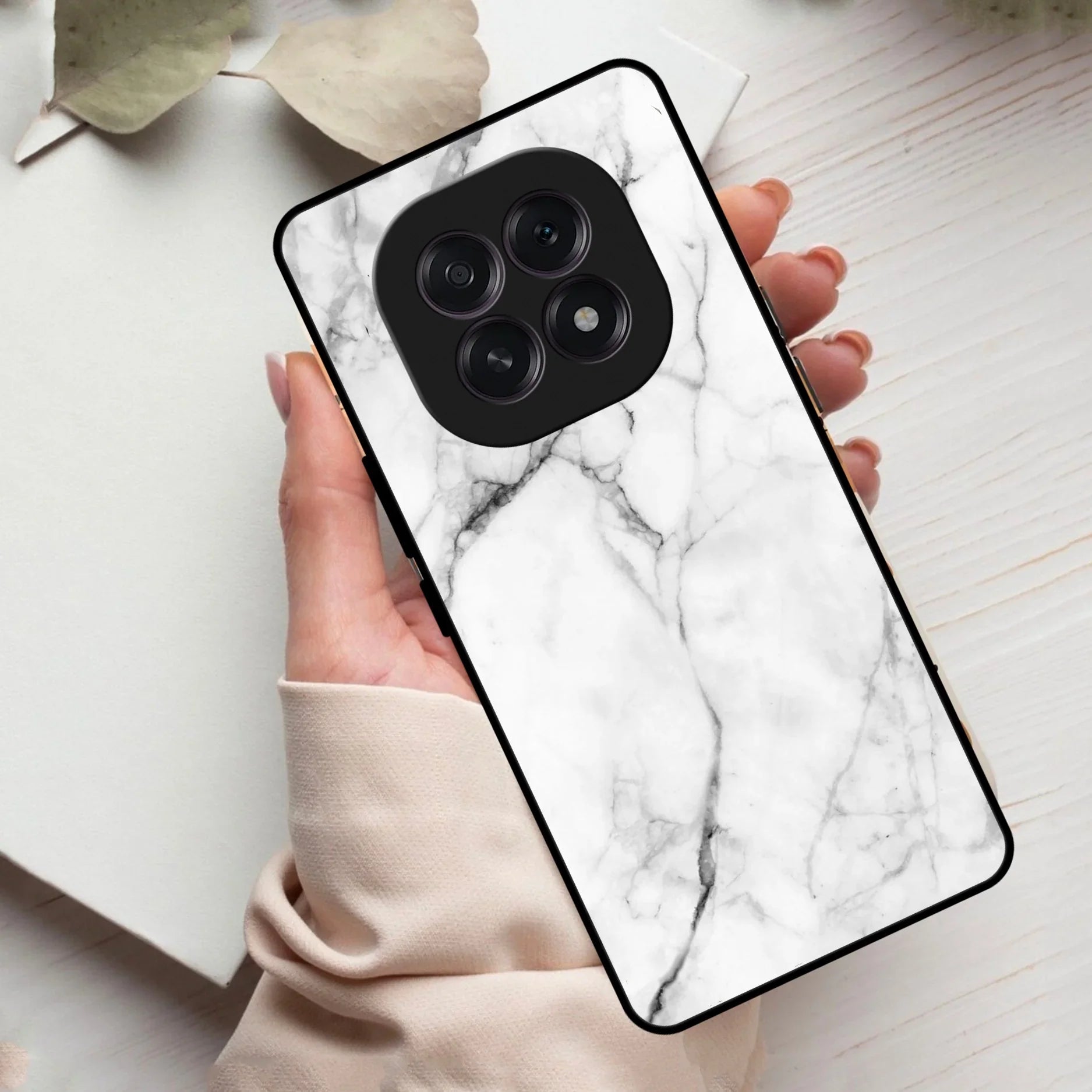 White Marble Patter Glass Case Cover For Oppo - ShopOnCliQ