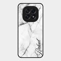 White Marble Patter Glass Case Cover For Oppo F29 5G